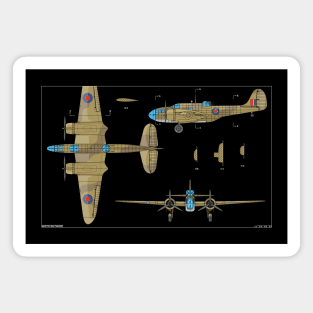 Martin Baltimore American WW2 Light Attack Bomber Plane Color Blueprint Diagram Gift Magnet